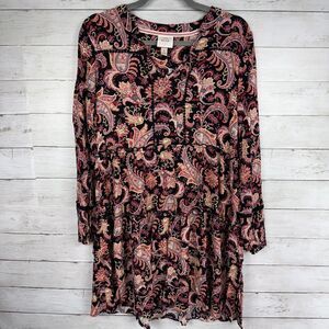 Knox Rose Black/Red Multi Floral Peasant Tie Mini Dress